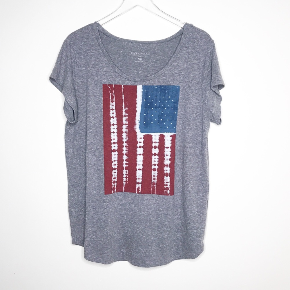 Lucky Brand American Flag Gray T Shirt XXL